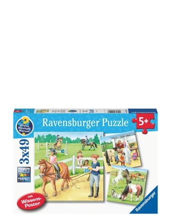 En Dag På Rideskole 3X49P Toys Puzzles And Games Puzzles Classic Puzzles Multi/mønstret Ravensburger