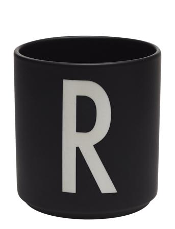 Black Porcelain Cups A-Z Black Design Letters