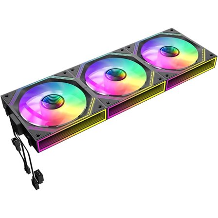 120mm Koblede PC-kabinettvifter Svart med Infinity Mirror Center ARGB 5V 3-pinners Trippelpakke