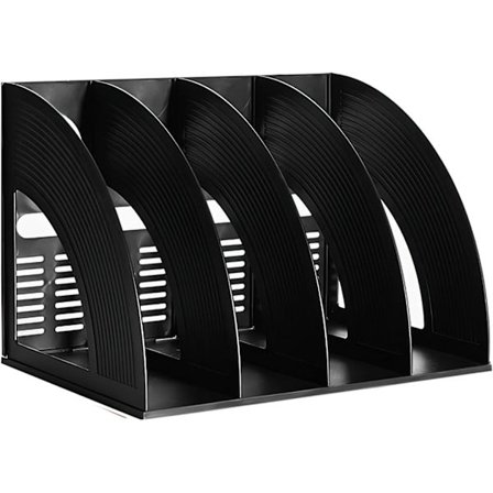 1 kpl A4-kansioteline, lehtikansio, lokerohylly, asiakirjojen jakaja, paperilaatikko, kirjatuki (musta, 4 lokeroa)