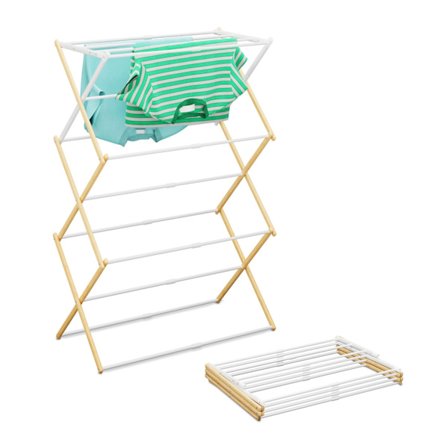 Sammenklappeligt tørrestativ – bambus og metal, 6 niveauer