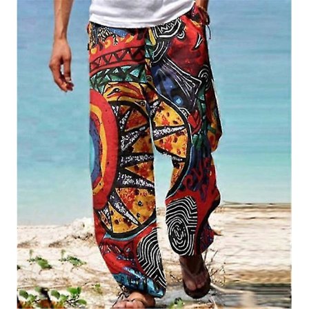 Herr Baggy Byxor Casual Tryck Vida Ben Sommar Vintage High Street Strand Hawaiian Plus Size 5xl Lösa Byxor Man Byxor