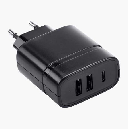 Biltema - USB-lader med tre utganger type A og C 3 A - Kompatibel med de fleste telefoner og nettbrett