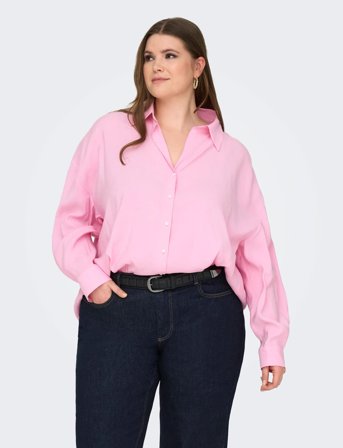 ONLY Carmakoma Carzazima L/S Loose Shirt Wvn Noos - Pink - 48