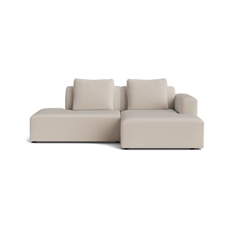 Como lille chaiselong sofa, højrevendt open end - Lisboa Beige - 226x155x83cm - Håndlavet komfortabel sofa med 2 rygpuder - Chaiselong sofa