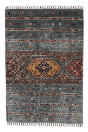 Shabargan Teppich Handgeknüpft 84X125 Schwarz/Dunkelgrau Afghanistan