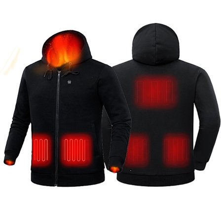 Opvarmet Hoodie, Batteripakke 7.4V (Unisex), Opvarmet Jakke til Kvinder og Mænd
