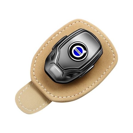 Lämplig för Volvo Bil Solglasögonhållare, Läder Glasögonhållare för Bil Solskydd