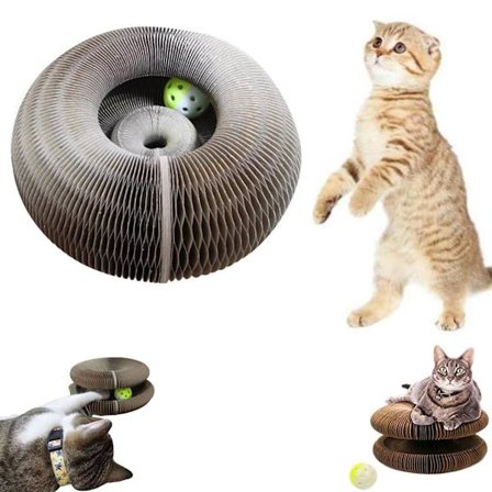 Magisk kattklösbräda med leksaksklocka, kattklösbräda för slipning av klor, interaktiv klösleksak för katt