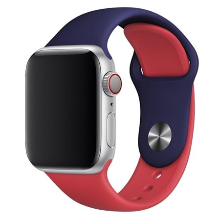Apple Watch Series 4 44mm kontrastivärit silikonikellonauha - Tummansininen / Punainen