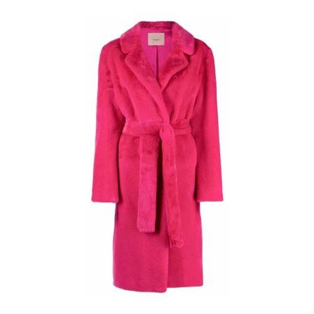 Twinset Belted Coats Pink, Dame Uldfrakker