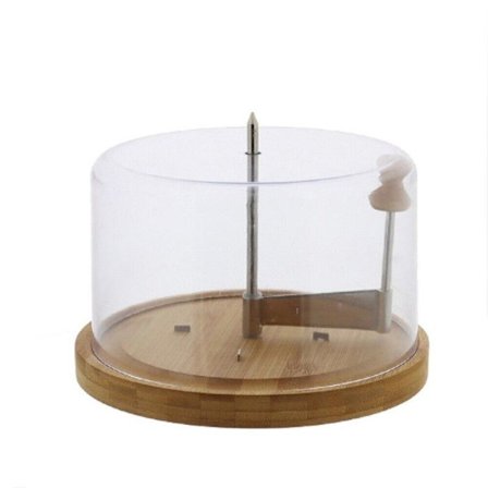 Bambusta valmistettu juustoraastin ja muovikuppi - Ruskea - D 22 cm