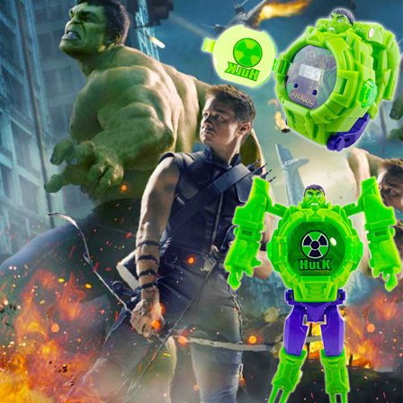 Barneklokke med reim, tegneseriefigur, superhelt, transformerleker, morsomme leker, The Incredible Hulk