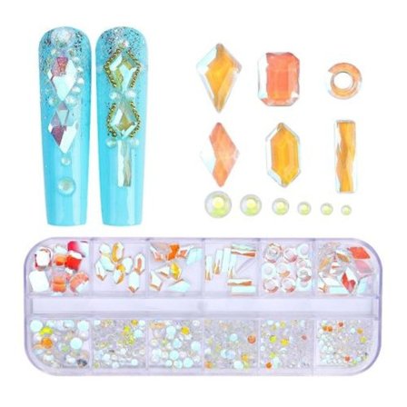 12 rutnät plattformade manikyr strass nageldekoration 27:e