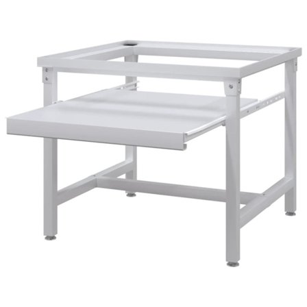 Sockel för tvättmaskin med utdragbar hylla vit