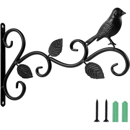 Hengekurvkroker, Svart Solid Stål Hengekurvbrakett med Skruer Utendørs Plante Hengebrakett Veggmontert Krok