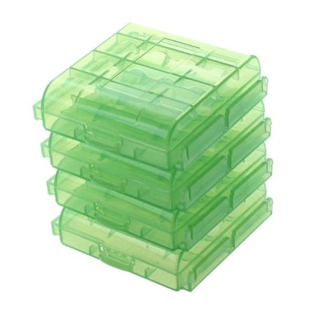 Pakke med 4 stk. Aa / Aaa Batteriopbevaring Hård etui Box-grøn null none