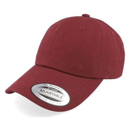 Yupoong - Röd unconstructed Keps - Maroon Dad Cap @ Hatstore