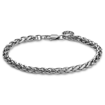 Essentials | 5 mm Silver-Tone Wheat Chain Bracelet for Men - Steel bracelets