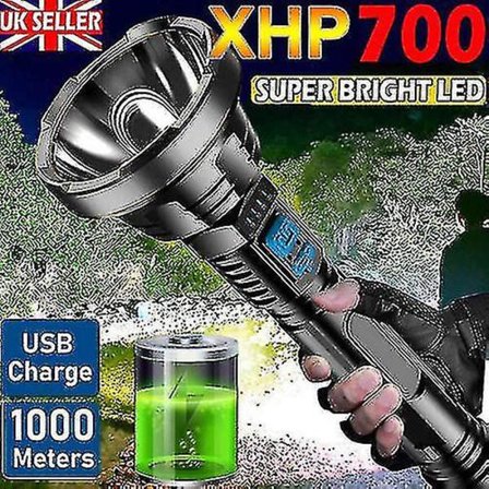 1200000lm Led-taskulamppu, erittäin kirkas taskulamppu, USB-ladattava lamppu, suuri teho