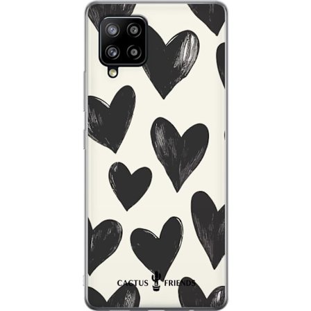 Kompatibel Mobilcover til Samsung Samsung Galaxy A42 5G Cactus and Friends - Bold Black Love Pattern