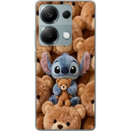 Kompatibelt Mobildeksel til Xiaomi Redmi Note 13 Pro 4G Stitch omgitt av brune teddybjørner med en liten teddybjørn i fanget i en søt og koselig kawai