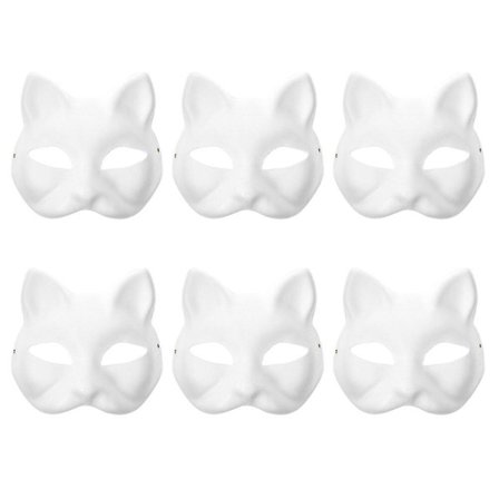 6 stk tomme kattekostyme masker tegneserie papirmaske voksen maskerade fest favoriserer