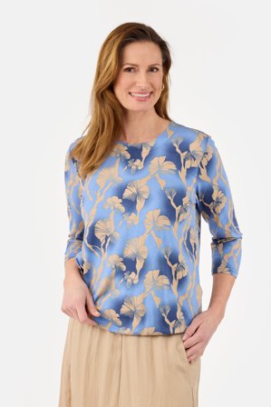 SIGNATURE - 3/4 Ærmet T-shirt – Blå Mix – Blomsterprint