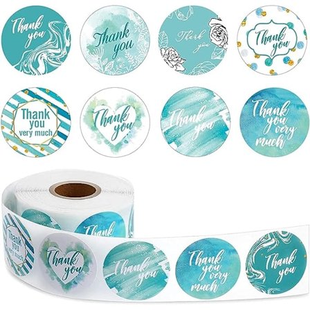 500 st Tack Stickers Rulle 8 Blå Färska Mönster 1,5 tum Runda Stickers Etiketter för Bakning Förpackning, Kuvertförseglingar, Småföretag, Festgåva