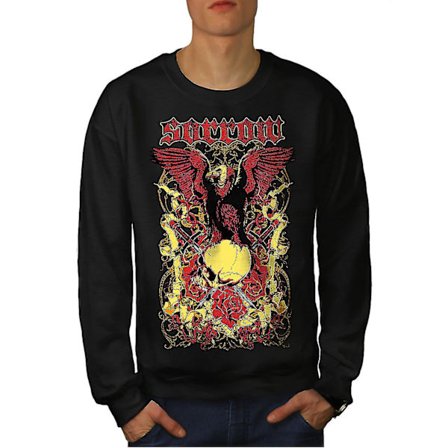 Sorrow Eagle Rose Skull Män Blacksweatshirt