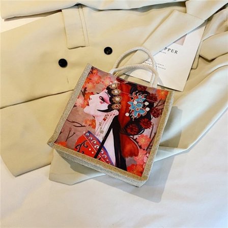 Linne tygväska mångsidig handväska F F