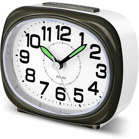 Tyst väckarklocka sängbord icke tickande batteridriven enkel analog väckarklocka