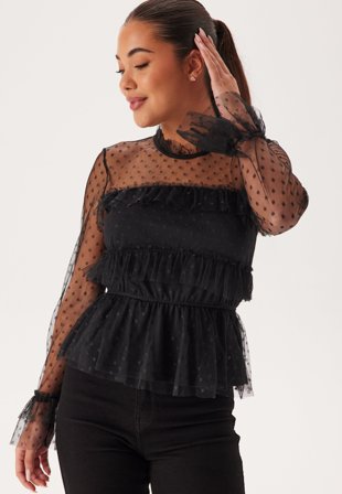 BUBBLEROOM - Dotted Mesh L/S Blouse - 40