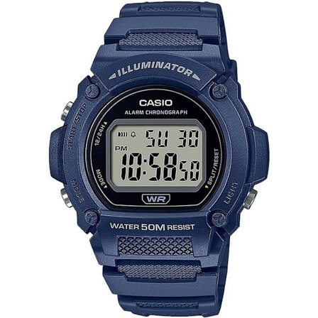 CASIO W-219H-2AVEF Herrklocka - Kvarts - Digital - Blå plastrem - 5 ATM vattentät