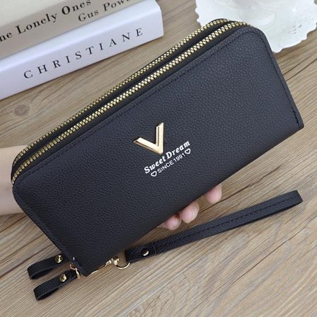 ING Dam Dubbel Dragkedja Plånbok - Svart