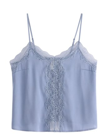 Lindex Camisole Lace Satin - Blue - M