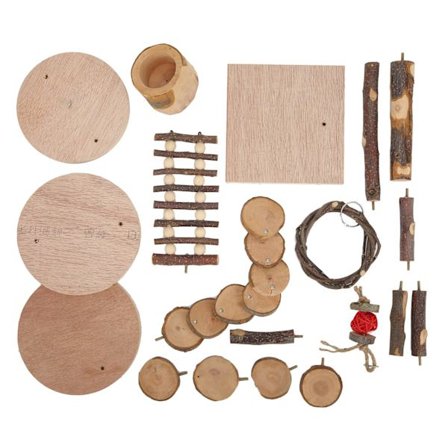 Lille Kæledyr Træ Klatrestige Legeplatform Hamster Legetøj