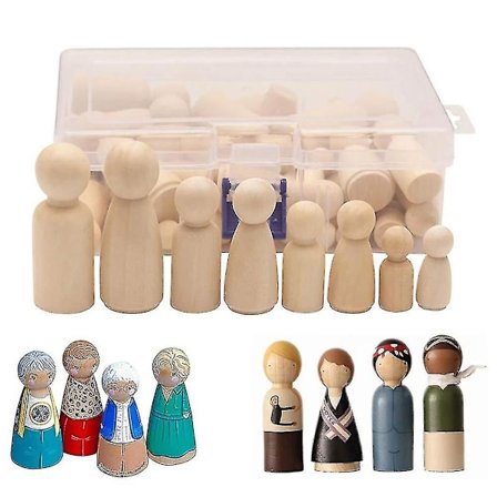 Træfigurer, 50 stk. DIY træfigurer dukker, menneskelignende marionet børnelegetøj mandlige og kvindelige dukkelegetøj kunsthåndværk, 4 [DB]