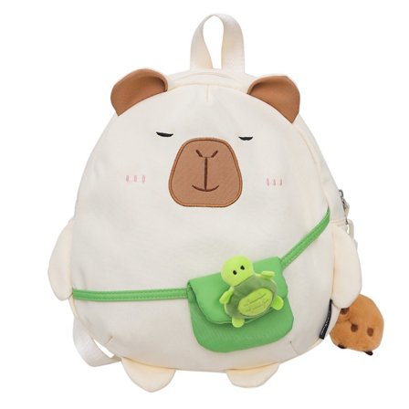Kapibara-reppu, 12 tuumaa, 15 litraa, läppäritasku, avaimenperä, valkoinen, vedenpitävä, koulu-, college-reppu