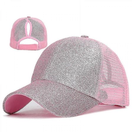 Piger Glitter Hat Hestehale Baseball Kasket Til Lille Pige Med Høj Messy Hestehale Hul Skygge Kasket yu