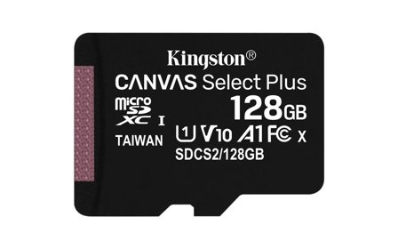 Kingston Canvas Select Plus 128GB microSD - A1 - Video Class V10 - UHS Class 1 - Class10