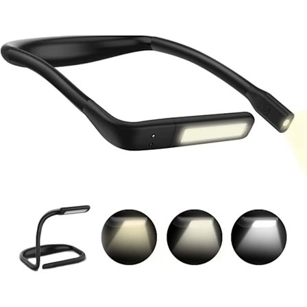 Ladattava kaulavalaisin, taitettava LED-pöytävalaisin 1800 mAh, portaaton himmennys ja 3 väritilaa, 270° pyörivä säätö, ihanteellinen lukemiseen ja 