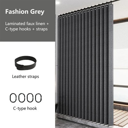 Ugjennomsiktig dusjforheng i imitert lin laminert, stor flerfarget ring, vanntett, tykt og sterkt stoff, egnet for bad, 150X180cm