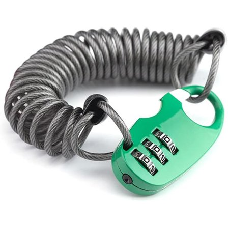 Antivarkauskypäräyhdistelmälukko 3-numeroisella koodilla 90 cm pitkä kaapeli Vihreä