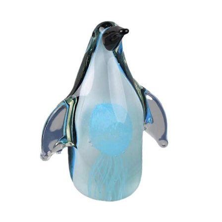Glas Pingvin Figur Håndlavet Blæst til Bordpynt Skrivebordsskab