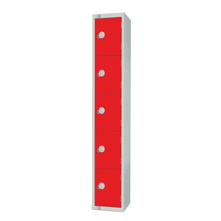 Elite locker, 5 door, 1800x300x450 mm, red