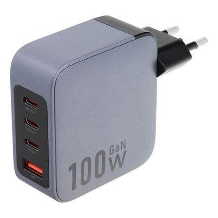 Forcell F-Energy GaN Väggladdare 100W 3xUSB-C 1xUSB-A - Grå