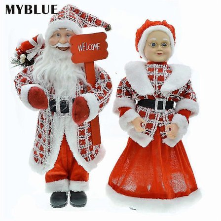 45 cm Julemand dukke pynt bedstefar og bedstemor scene layout julepynt 25-26s