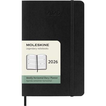 Moleskine Calendrier 12M Weekly Horizontal 2026 Softcover Pocket Black