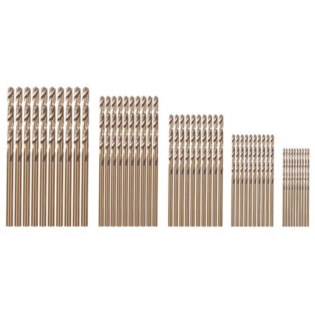 50PCS Drillforce Tools M35 Kobolt Borsett, HSS-CO Borsett 1-3MM, for Boring på Herdet Stål, Støpejern og Rustfritt Stål db